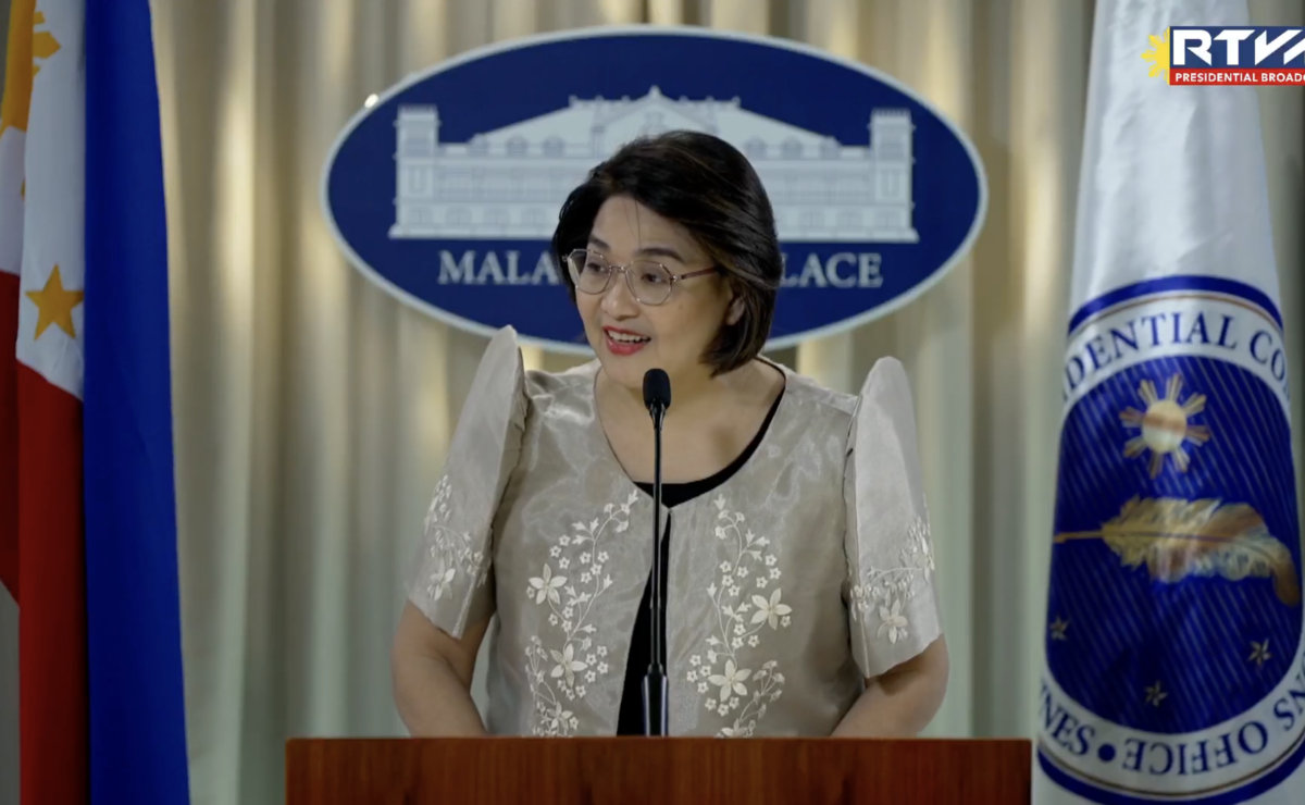 Palace Press Pfficer Undersecretary Claire Castro fields questions during a press conference. 