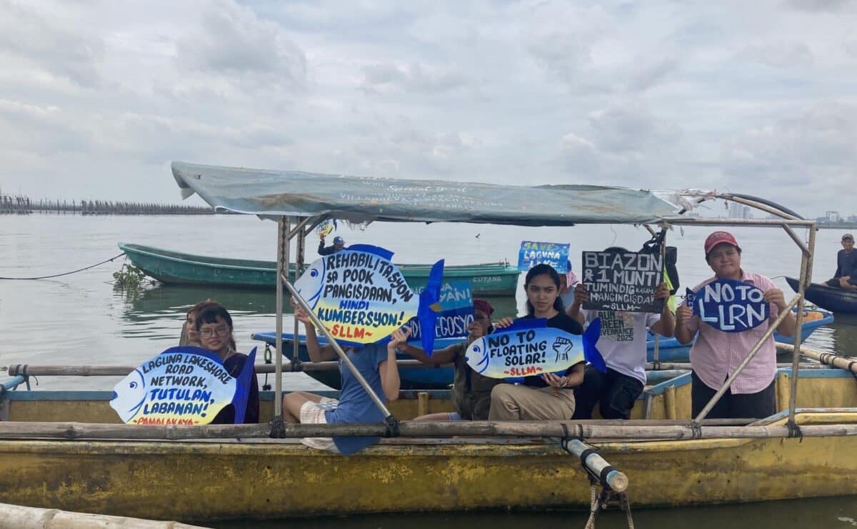 Fisherfolk and environmentalists held a fluvial protest in Muntinlupa City on Saturday to urge the government to protect the Laguna de Bay.