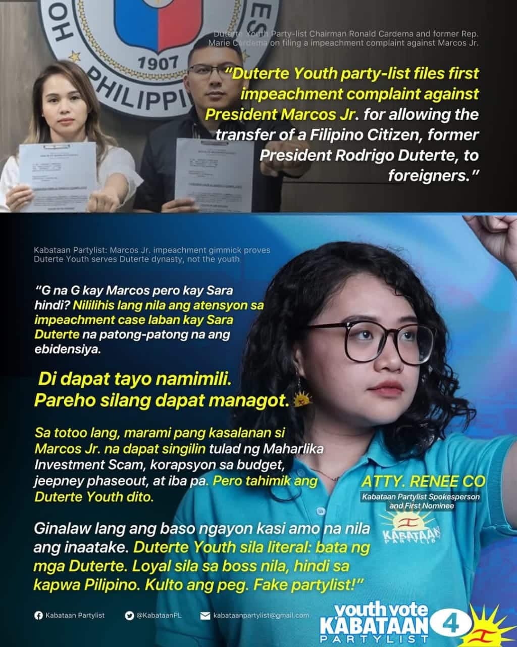 A post by the Kabataan party-list.